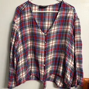 Lane Bryant plaid shirt, 3/4 length sleeves, size 18, good condition